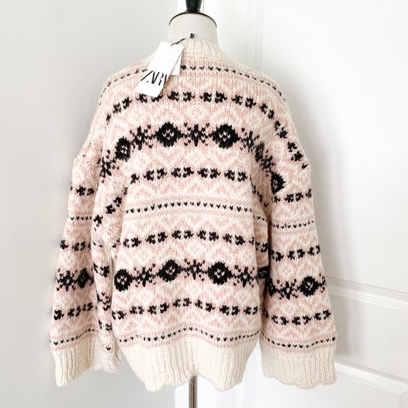 Zara Jacquard Knit Sweater With Side Vents - Picture 3 of 6